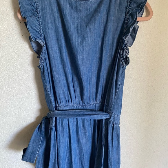 J.Crew Grand Lily Drapey Chambray Denim Blue Wrap Ruffle Hem Midi Dress 4 - Picture 14 of 16